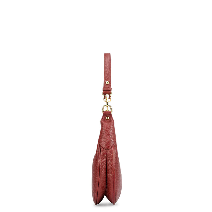 Small Wax Leather Baguette - Cherry
