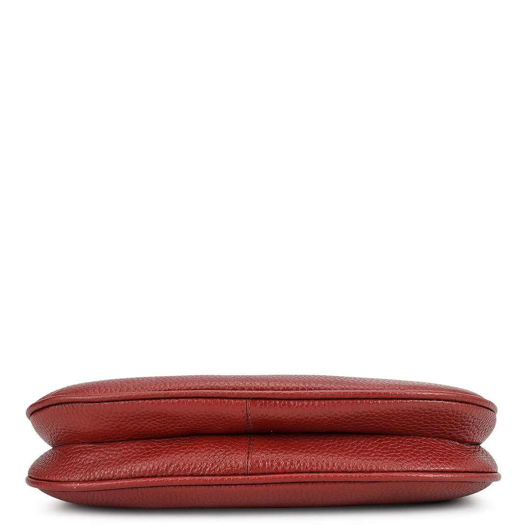 Small Wax Leather Baguette - Cherry