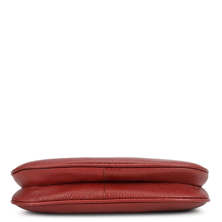 Small Wax Leather Baguette - Cherry