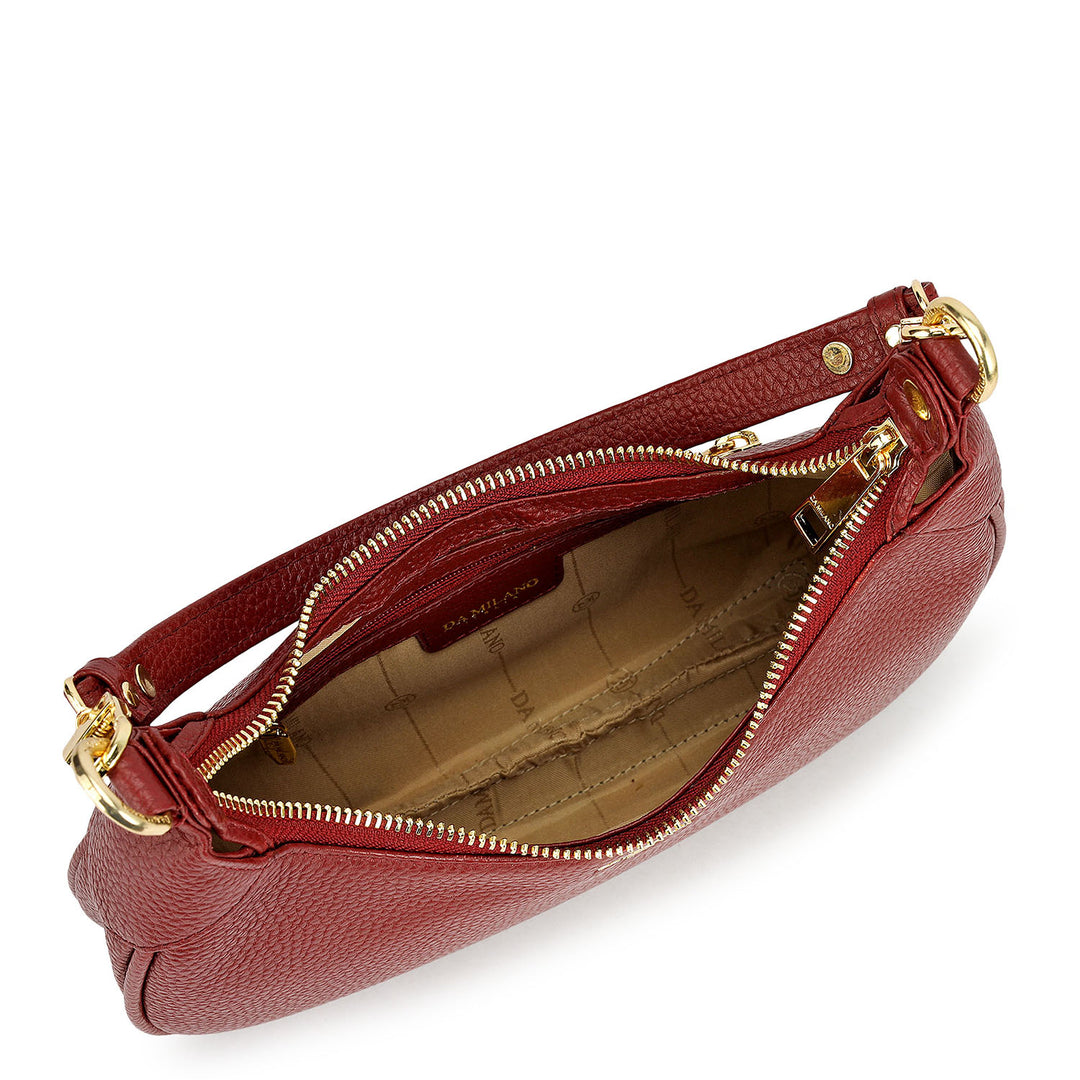 Small Wax Leather Baguette - Cherry