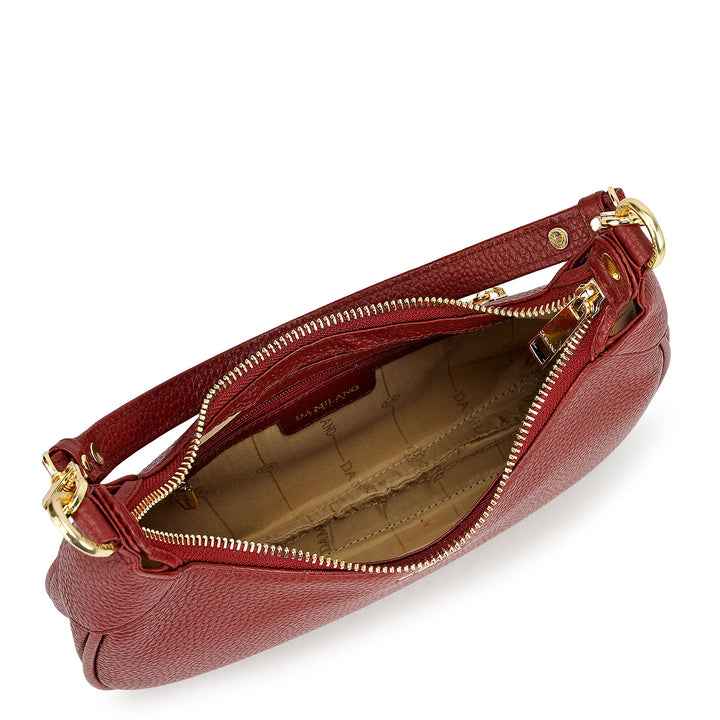 Small Wax Leather Baguette - Cherry