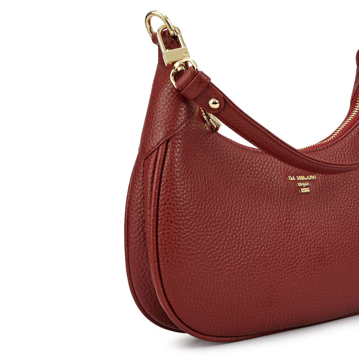 Small Wax Leather Baguette - Cherry