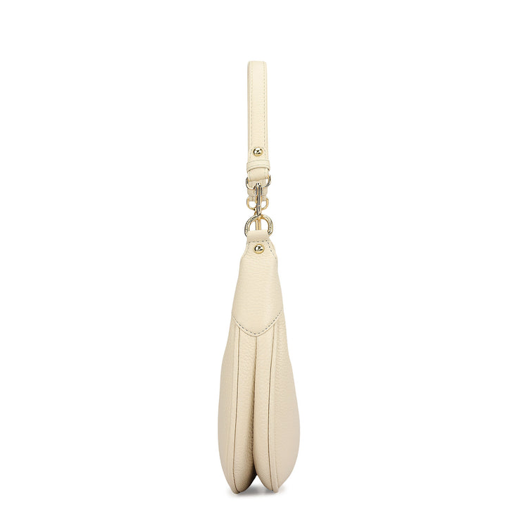 Small Wax Leather Baguette - Marshmallow