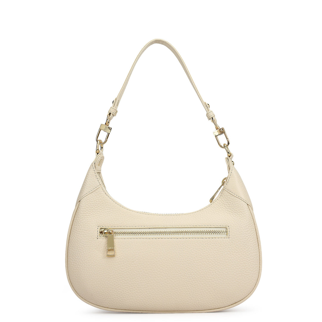 Small Wax Leather Baguette - Marshmallow