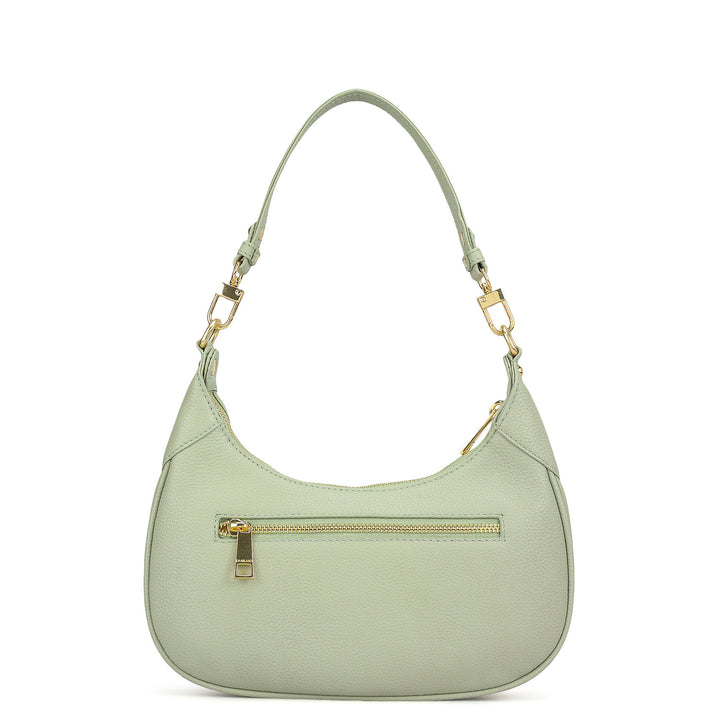 Small Wax Leather Baguette - Mint