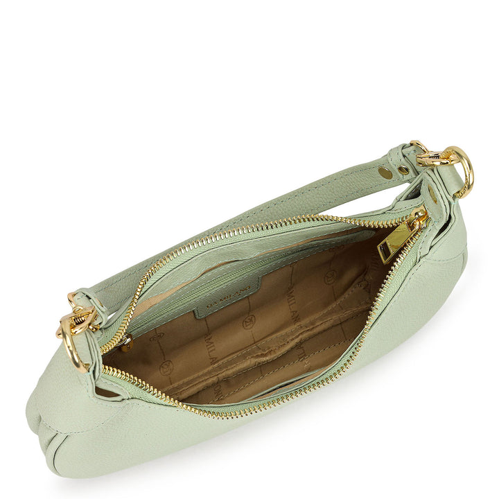 Small Wax Leather Baguette - Mint