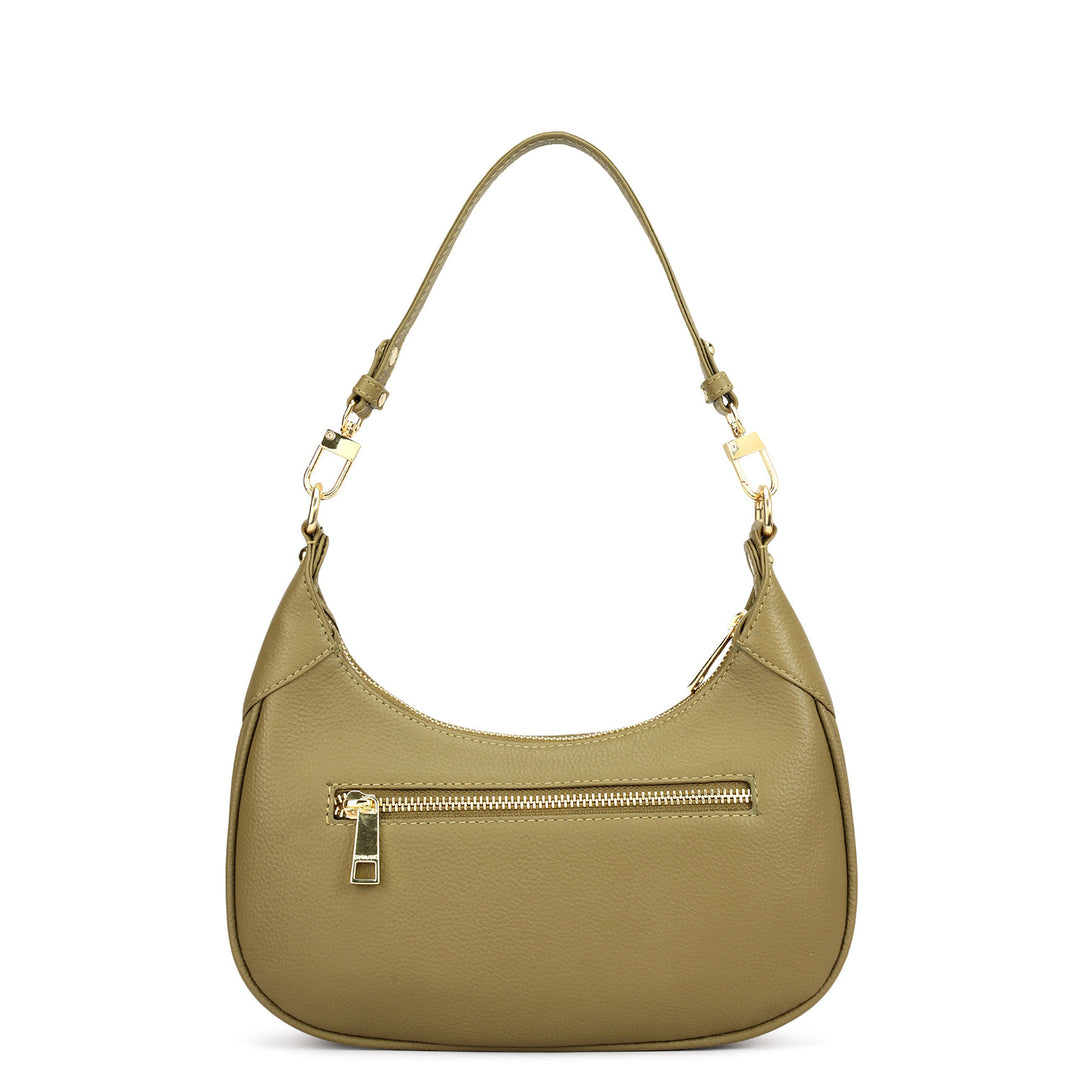 Small Wax Leather Baguette - Olive