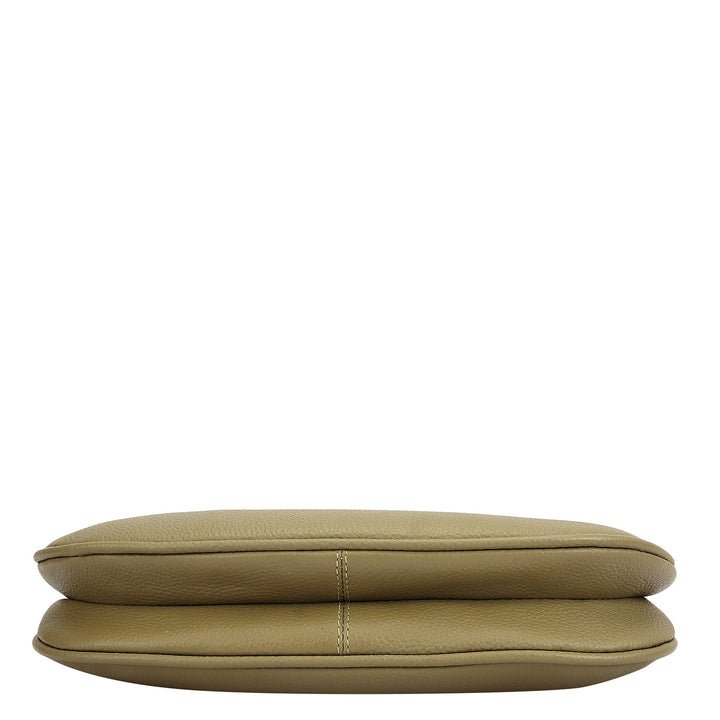 Small Wax Leather Baguette - Olive
