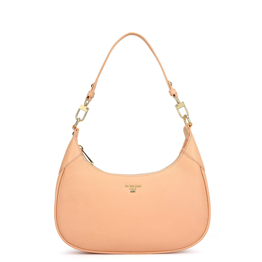 Small Wax Leather Baguette - Peach