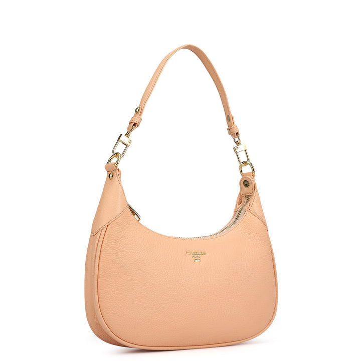 Small Wax Leather Baguette - Peach