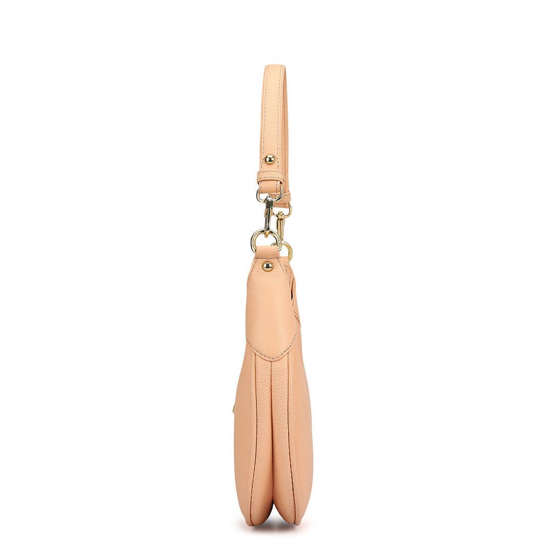 Small Wax Leather Baguette - Peach