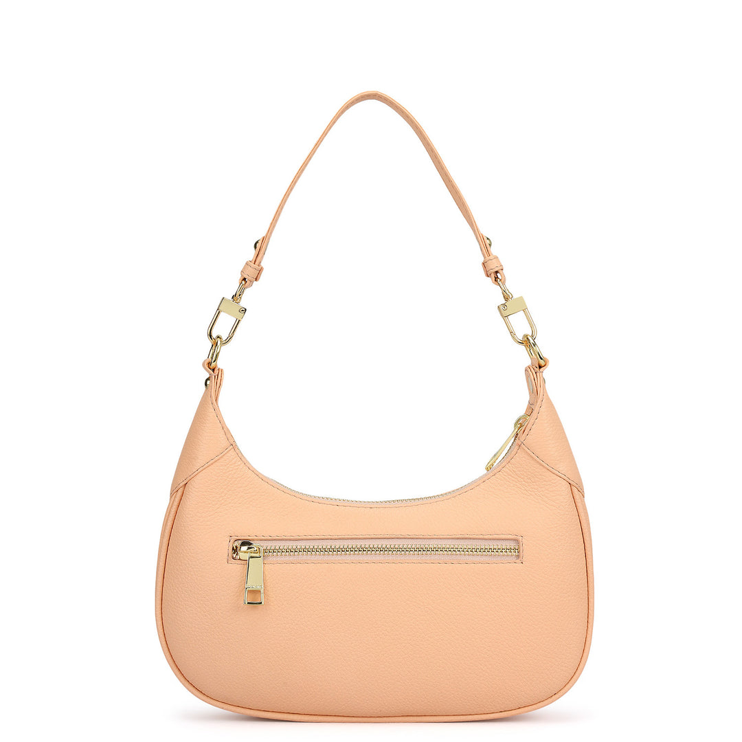 Small Wax Leather Baguette - Peach