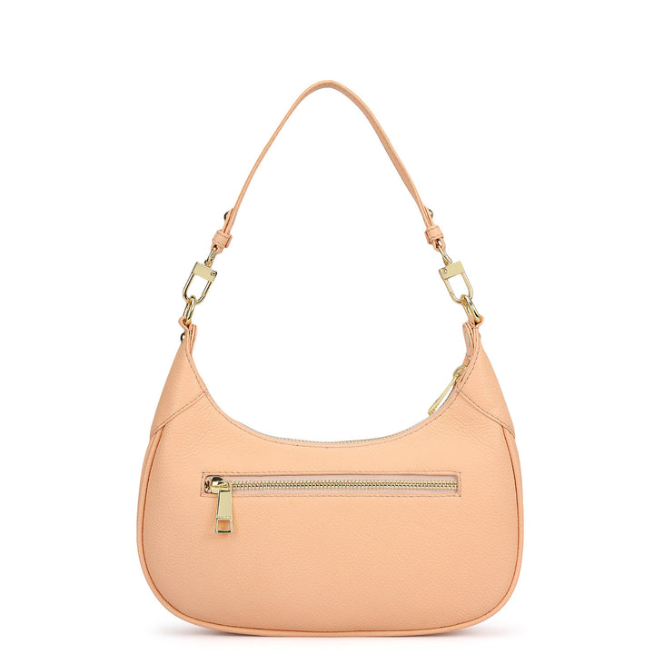 Small Wax Leather Baguette - Peach