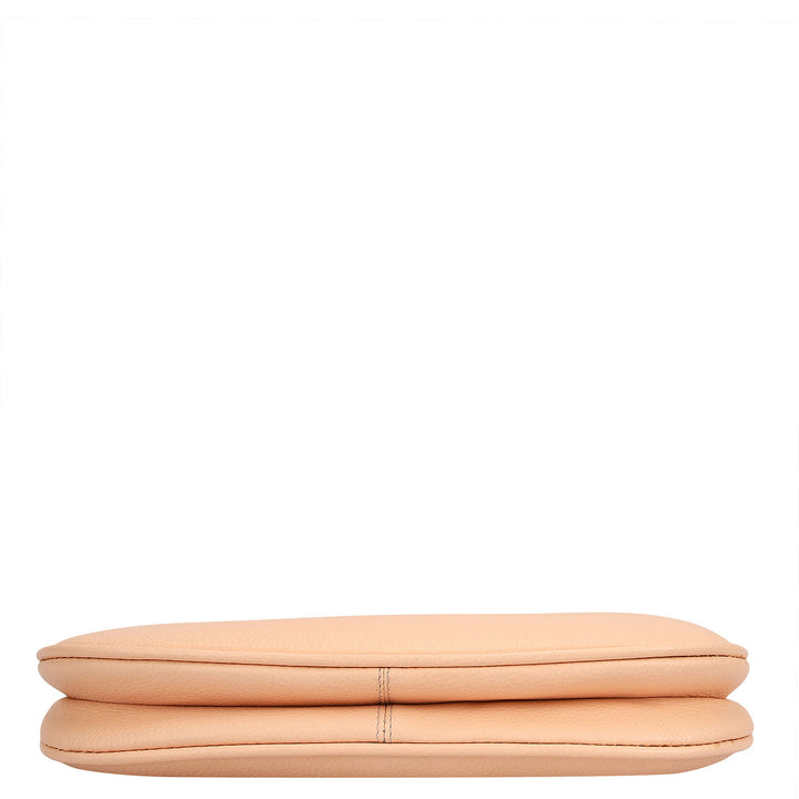 Small Wax Leather Baguette - Peach