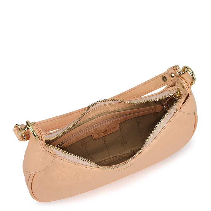 Small Wax Leather Baguette - Peach