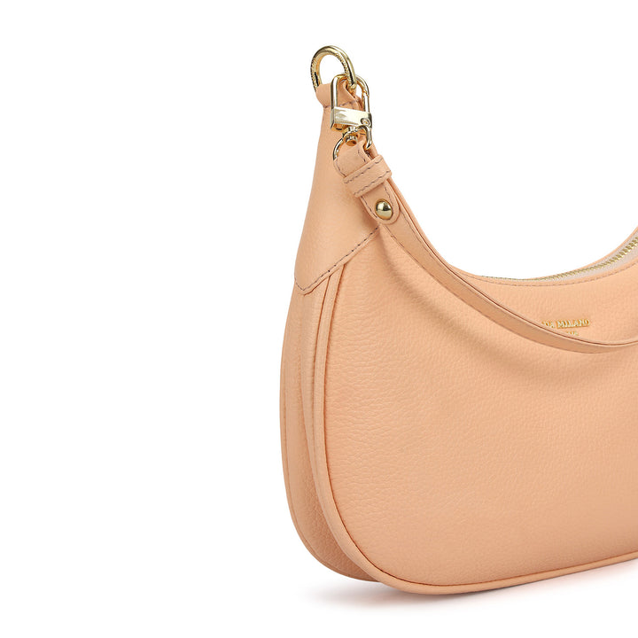 Small Wax Leather Baguette - Peach