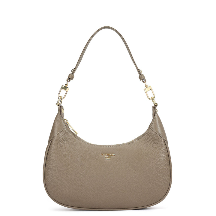 Small Wax Leather Baguette - Smoke Grey