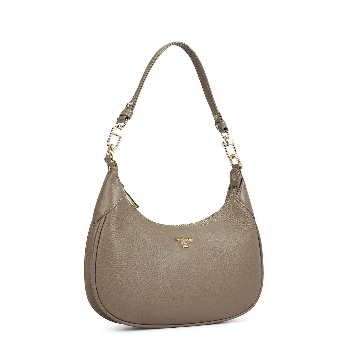 Small Wax Leather Baguette - Smoke Grey