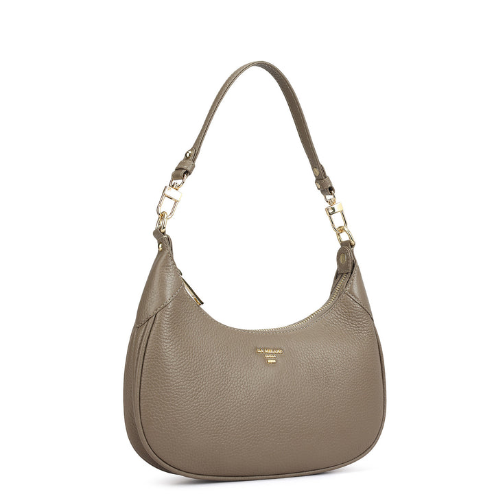 Small Wax Leather Baguette - Smoke Grey