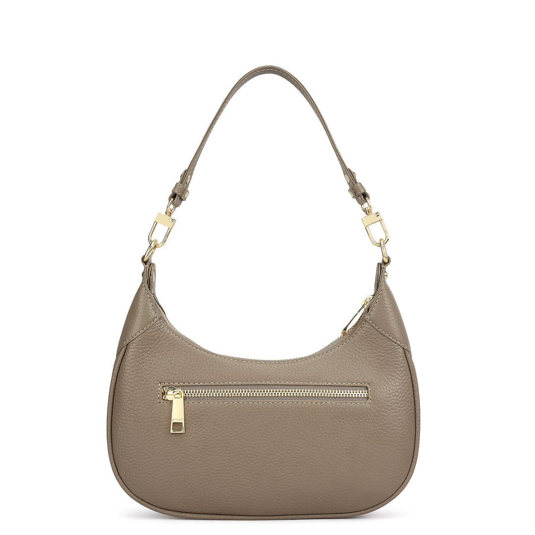 Small Wax Leather Baguette - Smoke Grey