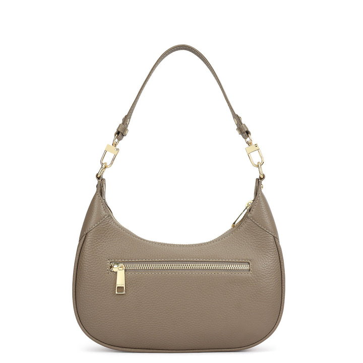 Small Wax Leather Baguette - Smoke Grey