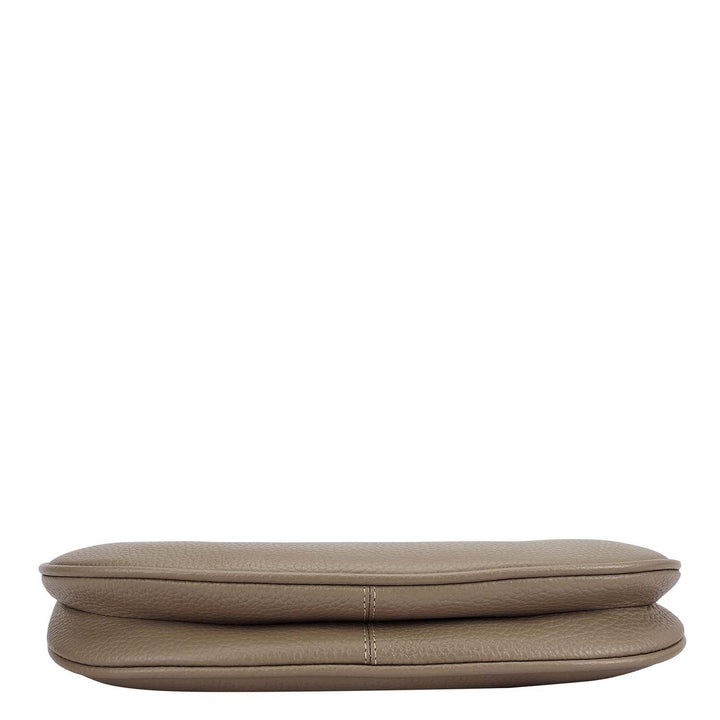 Small Wax Leather Baguette - Smoke Grey