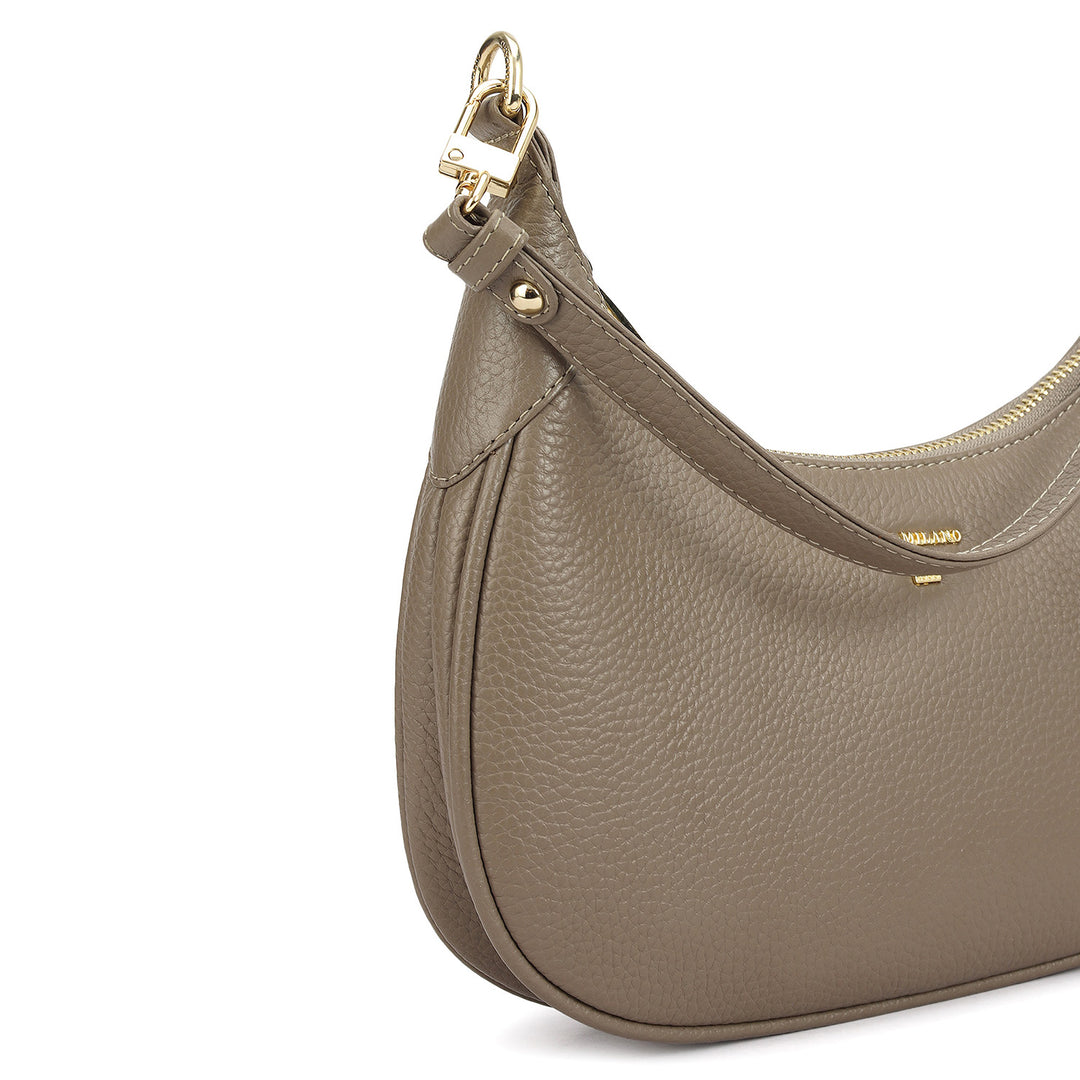 Small Wax Leather Baguette - Smoke Grey