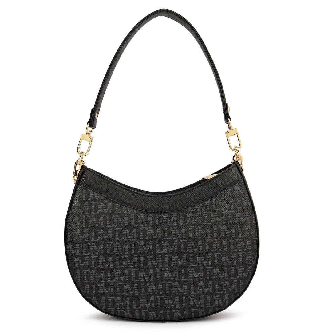 Small Monogram Franzy Leather Baguette - Black