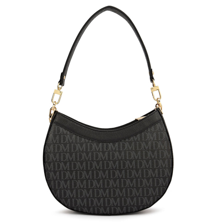 Small Monogram Franzy Leather Baguette - Black