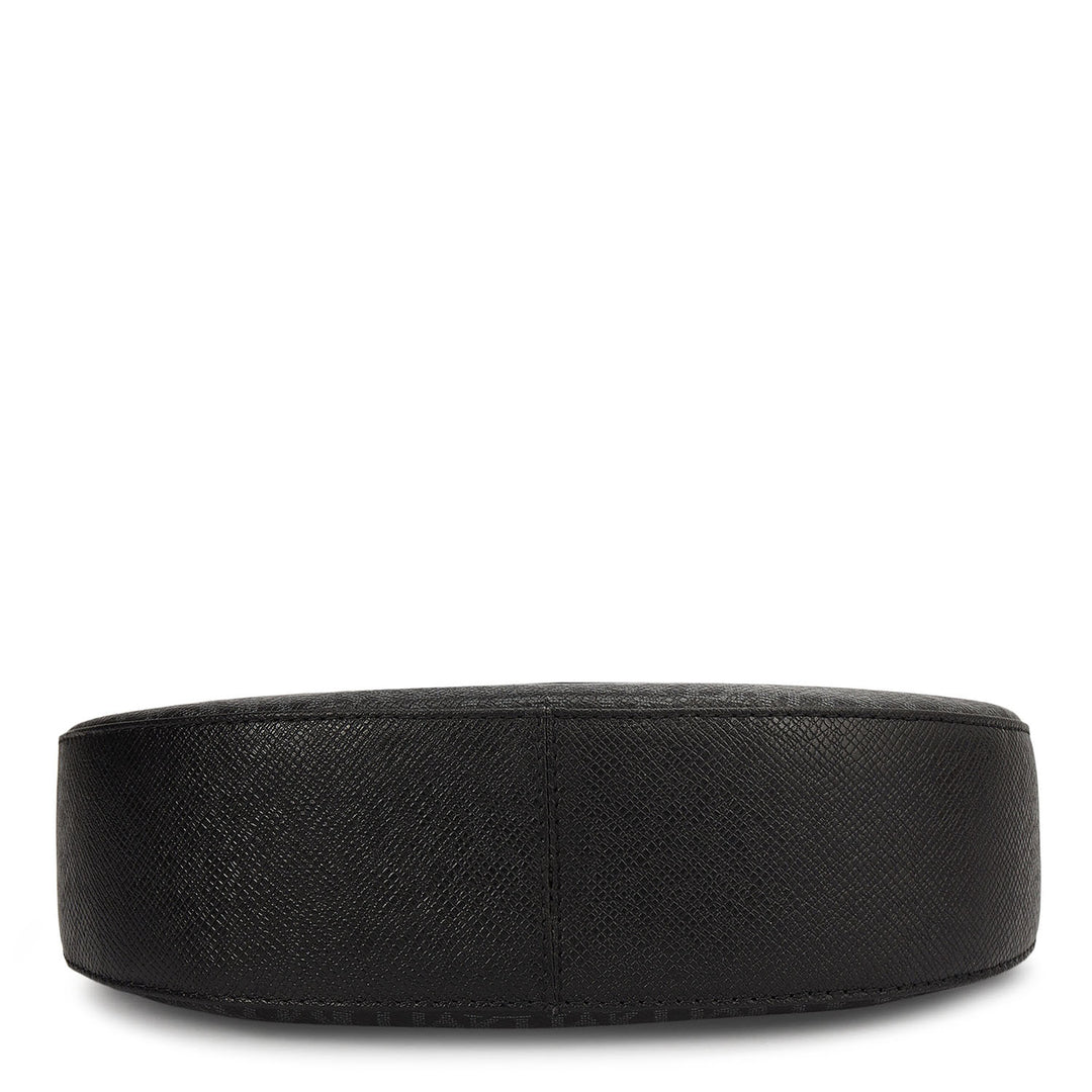 Small Monogram Franzy Leather Baguette - Black