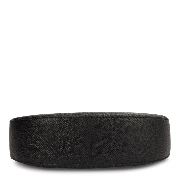 Small Monogram Franzy Leather Baguette - Black