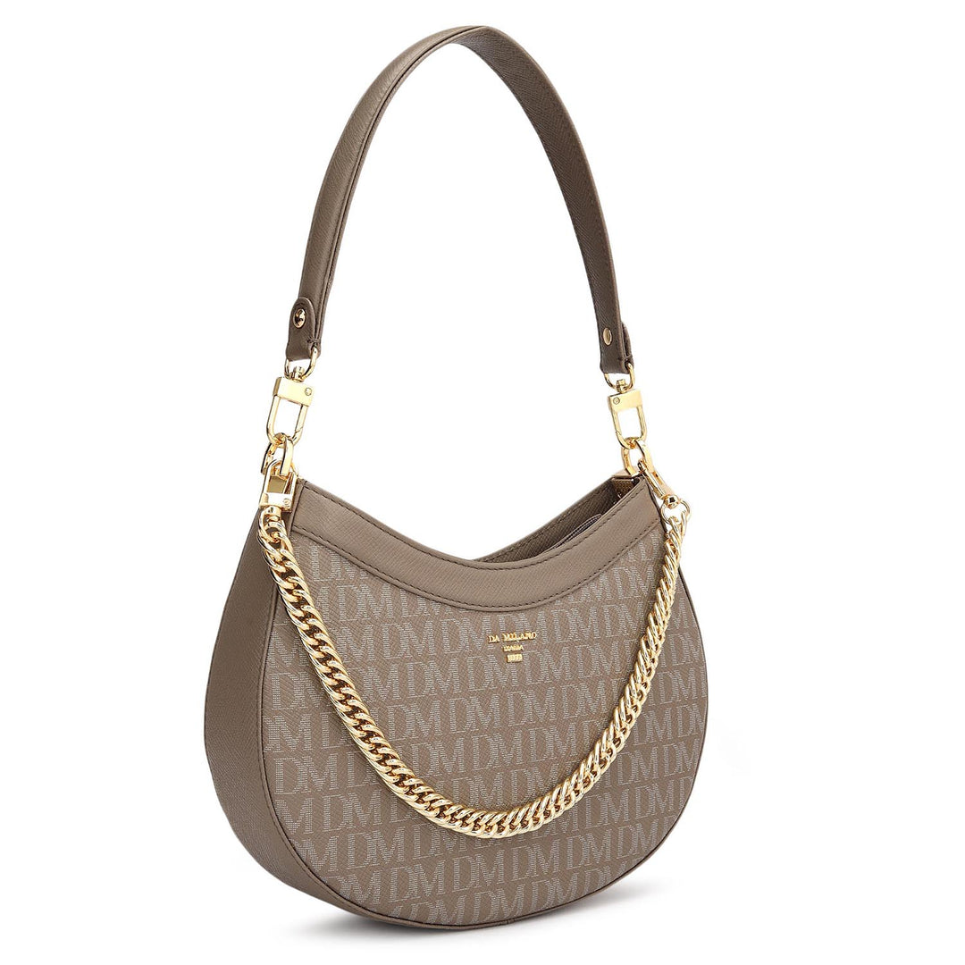 Small Monogram Leather Baguette - Smoke Grey