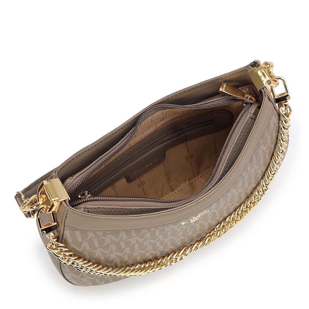 Small Monogram Leather Baguette - Smoke Grey