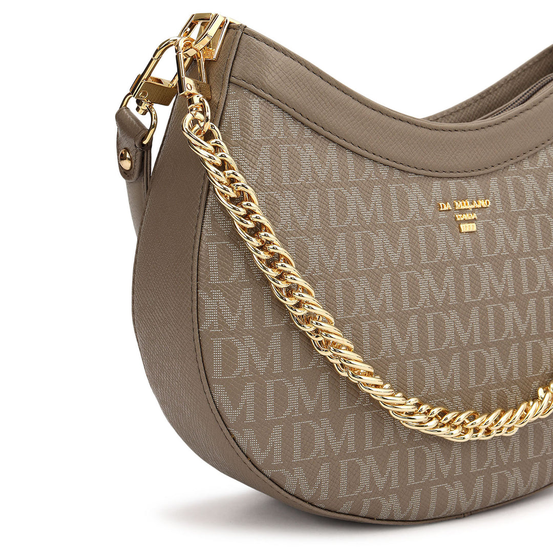 Small Monogram Leather Baguette - Smoke Grey