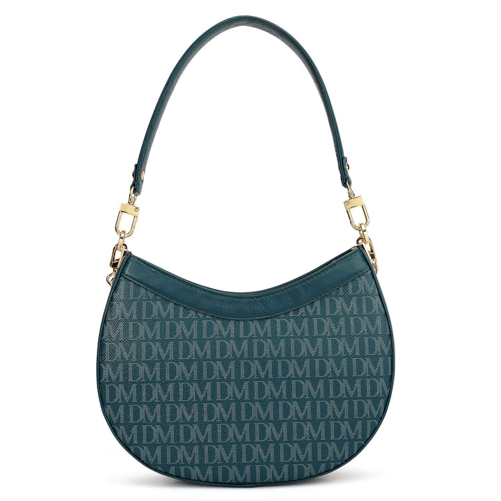 Small Monogram Franzy Leather Baguette - Teal