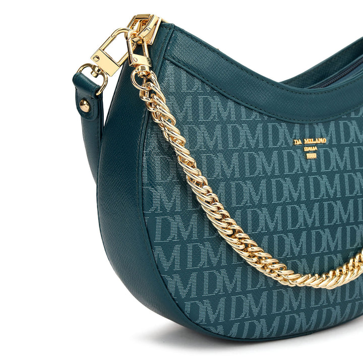 Small Monogram Franzy Leather Baguette - Teal