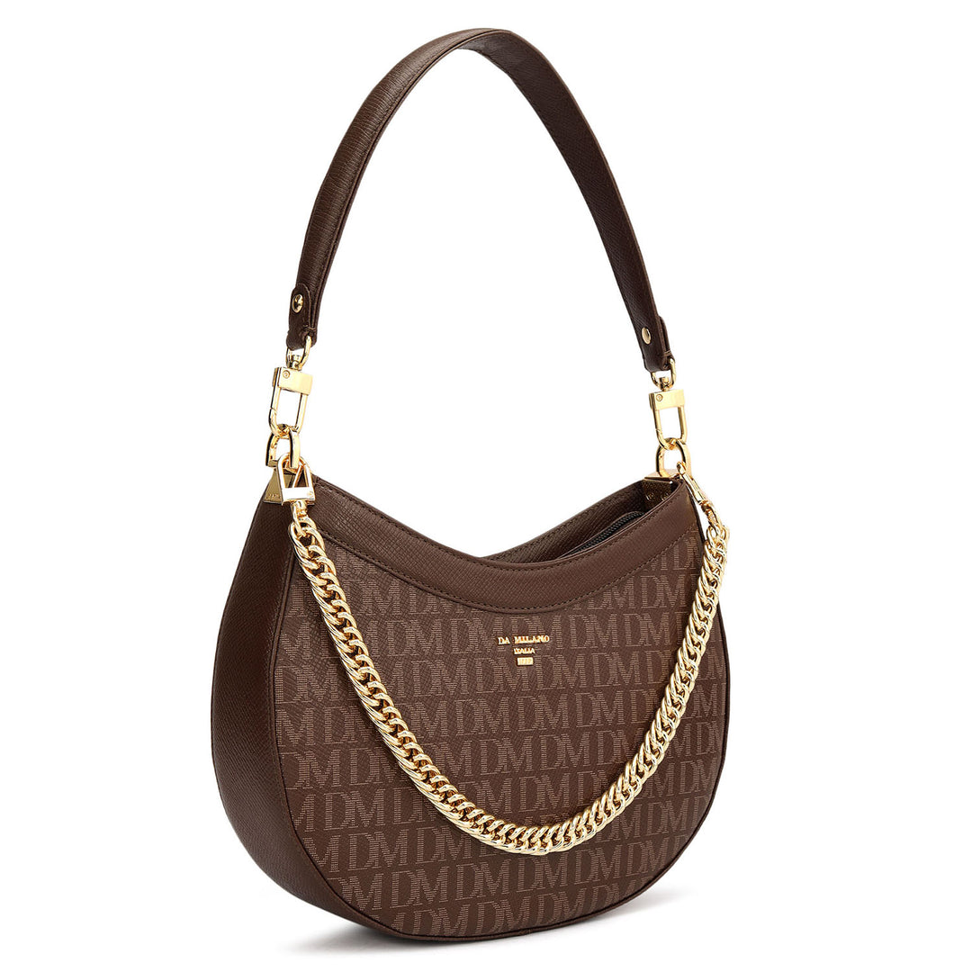 Small Monogram Franzy Leather Baguette - Walnut