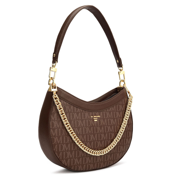 Small Monogram Franzy Leather Baguette - Walnut