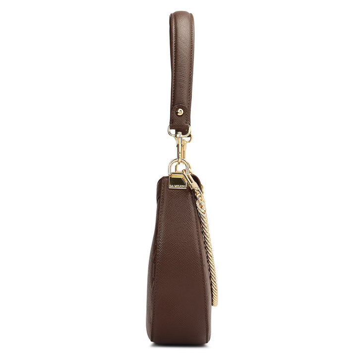 Small Monogram Franzy Leather Baguette - Walnut