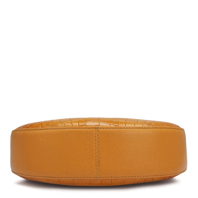 Small Croco Leather Baguette - Flame