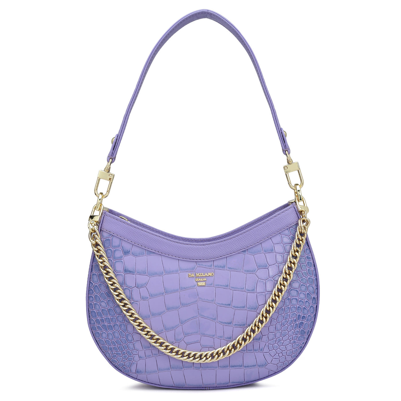 Small Croco Leather Baguette - Purple Haze
