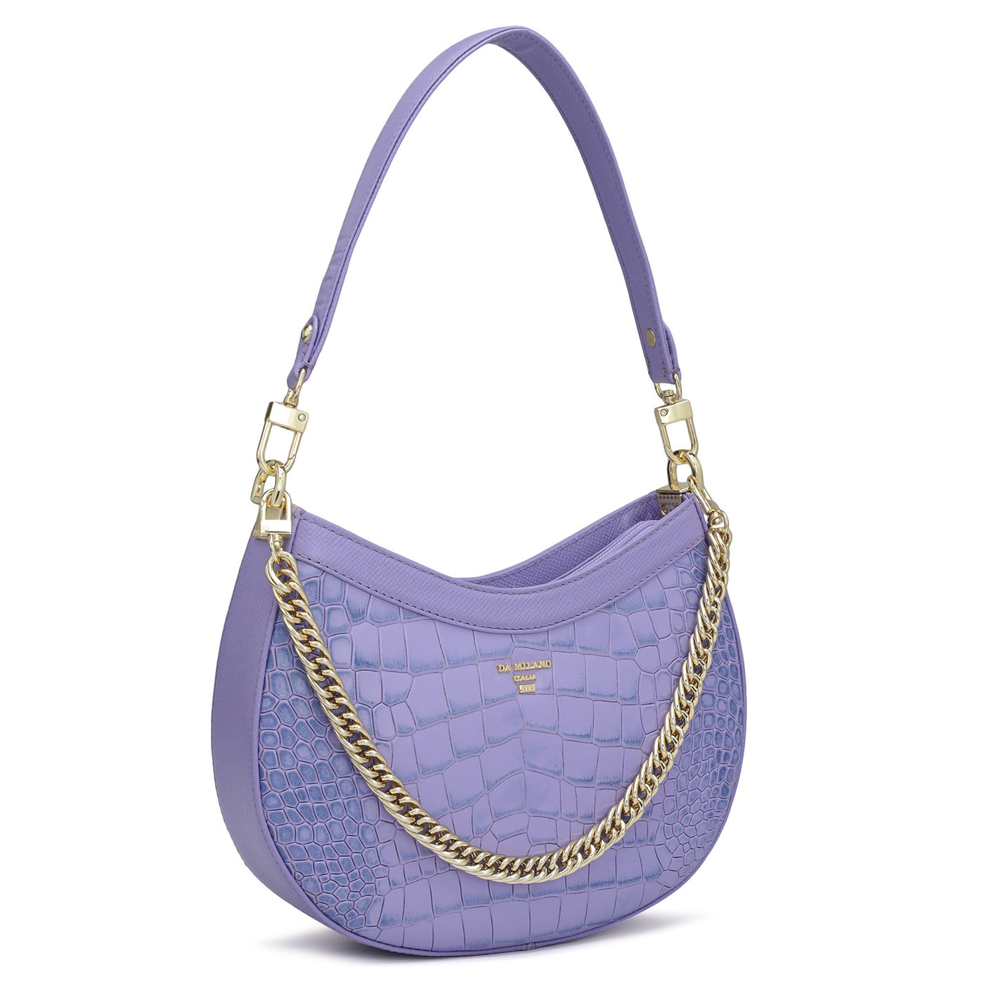 Small Croco Leather Baguette - Purple Haze