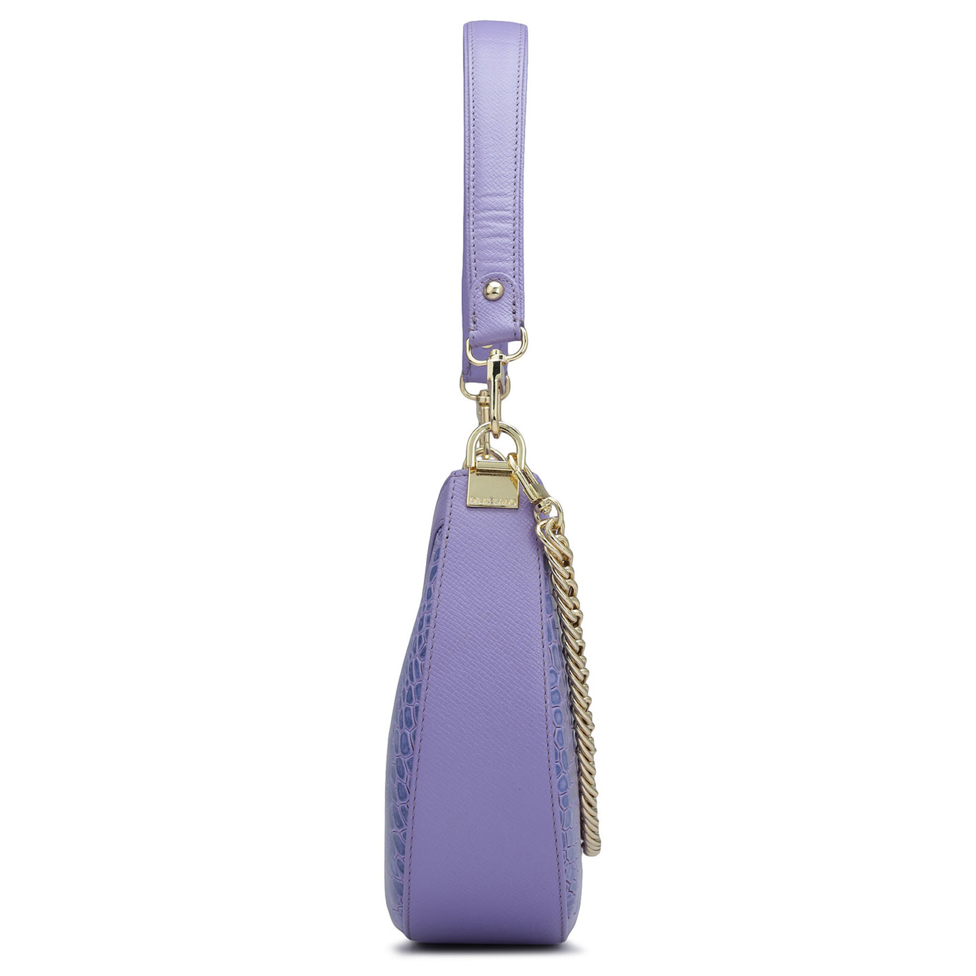 Small Croco Leather Baguette - Purple Haze