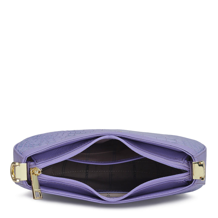 Small Croco Leather Baguette - Purple Haze