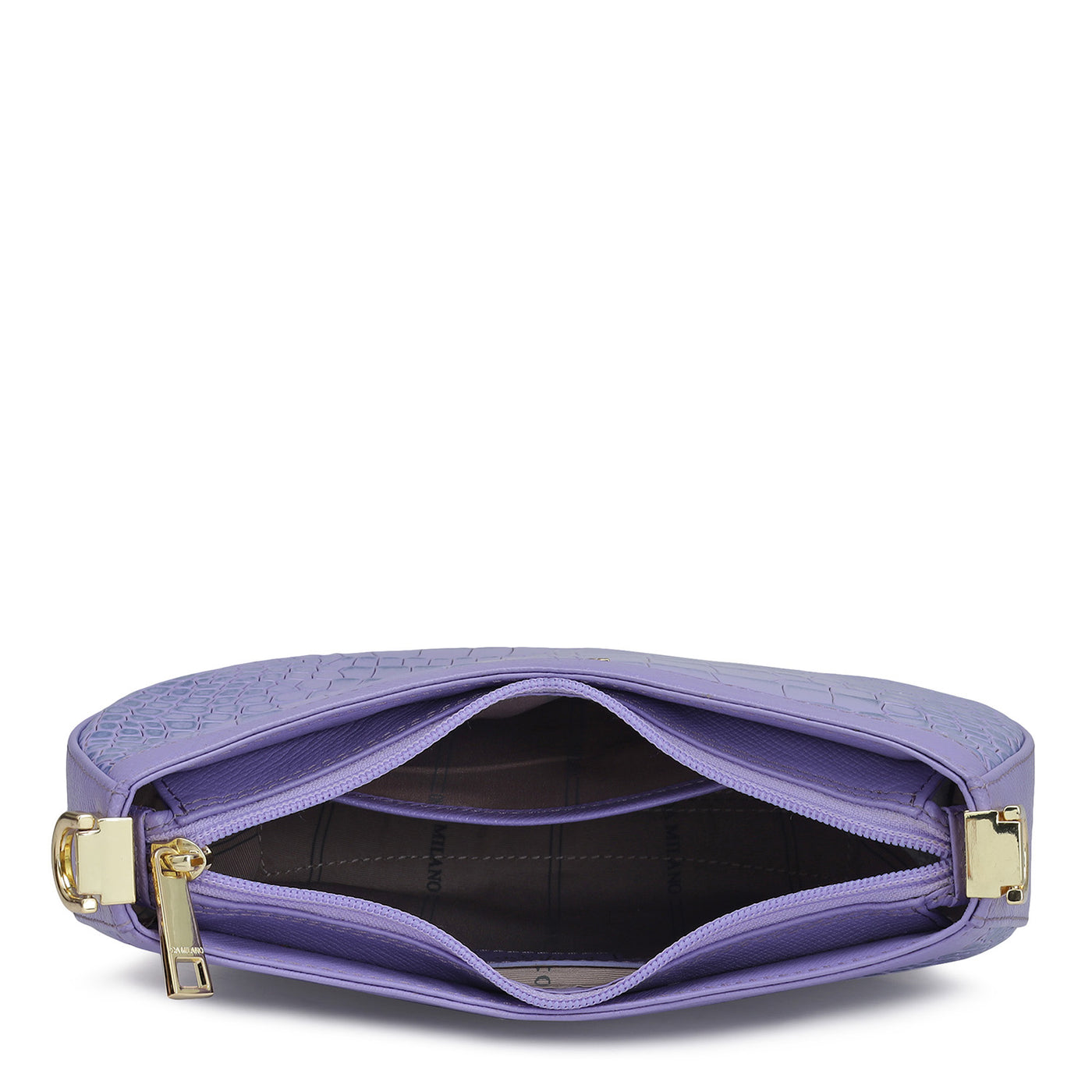 Small Croco Leather Baguette - Purple Haze