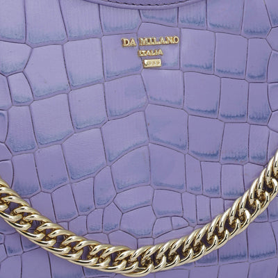 Small Croco Leather Baguette - Purple Haze