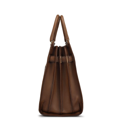 Medium Signato Leather Satchel - Cognac