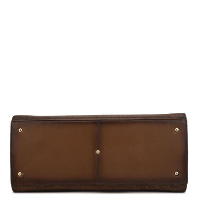 Medium Signato Leather Satchel - Cognac