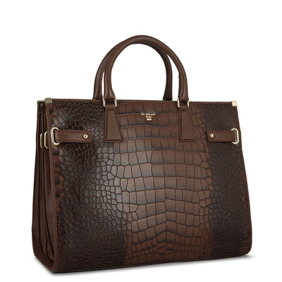 Large Croco Franzy Leather Satchel - Date