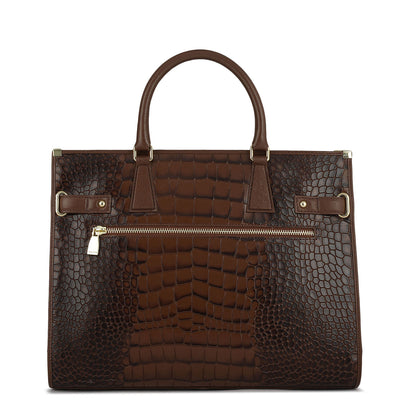 Large Croco Franzy Leather Satchel - Date